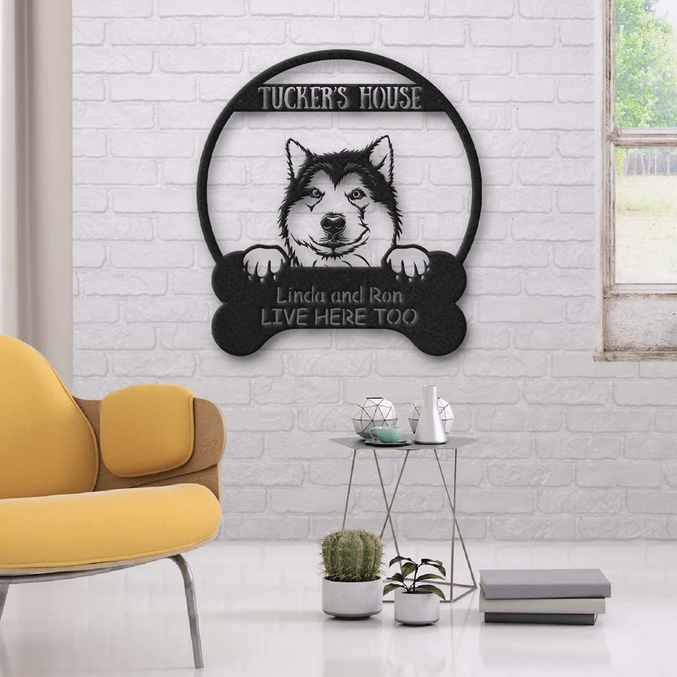 Alaskan Malamute Dog Lovers Funny Personalized Metal House Sign