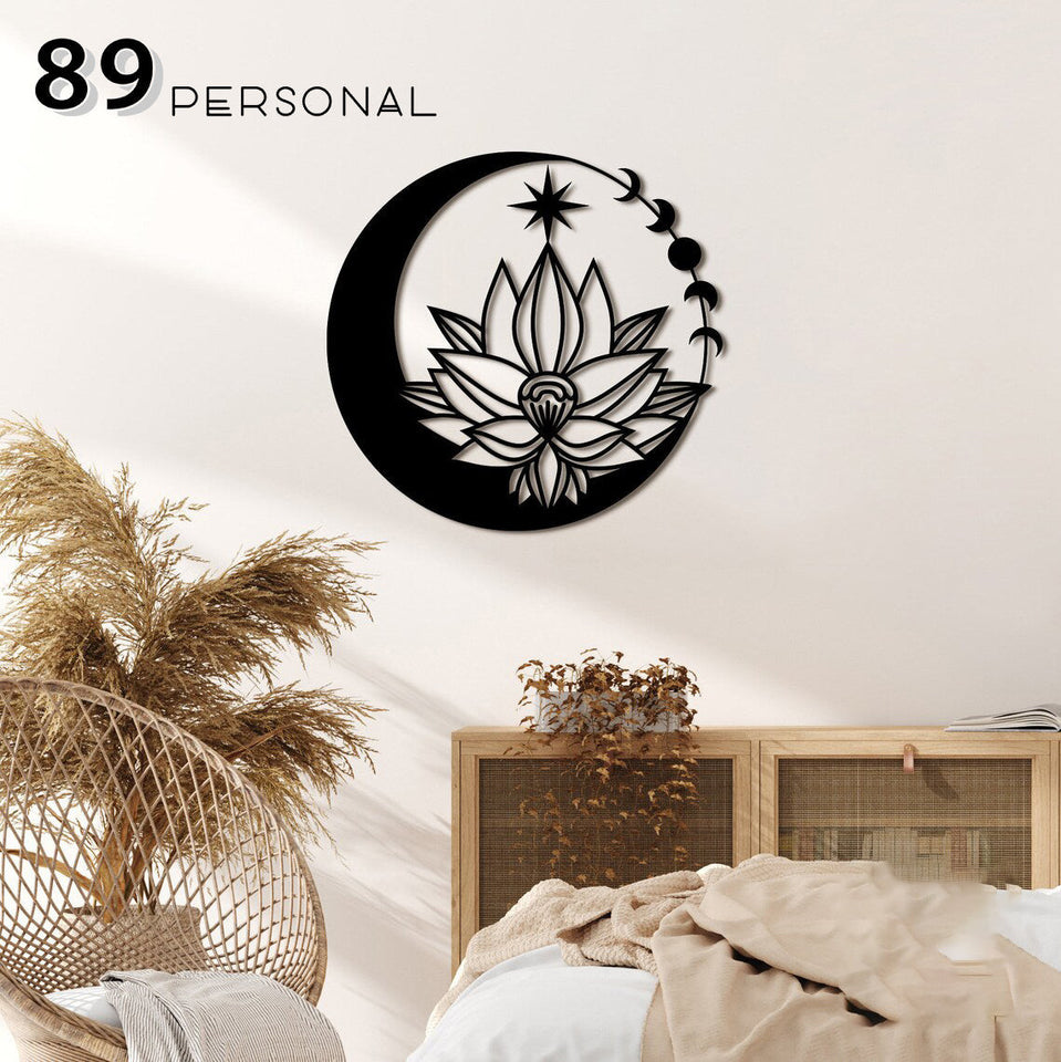 Mandala Moon Wall Decor Cut Metal Sign