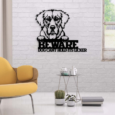 Dog Lovers Beware Dog Kiss Customized Metal Wall Art