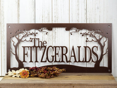 The family names trees - Personalized Cut Metal Sign