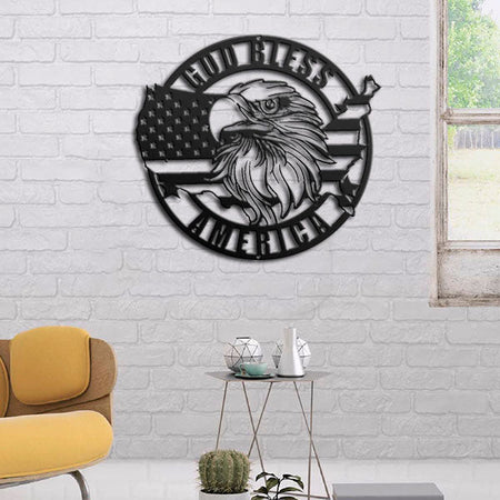 American Flag With Eagle Personalized Metal Wall Art