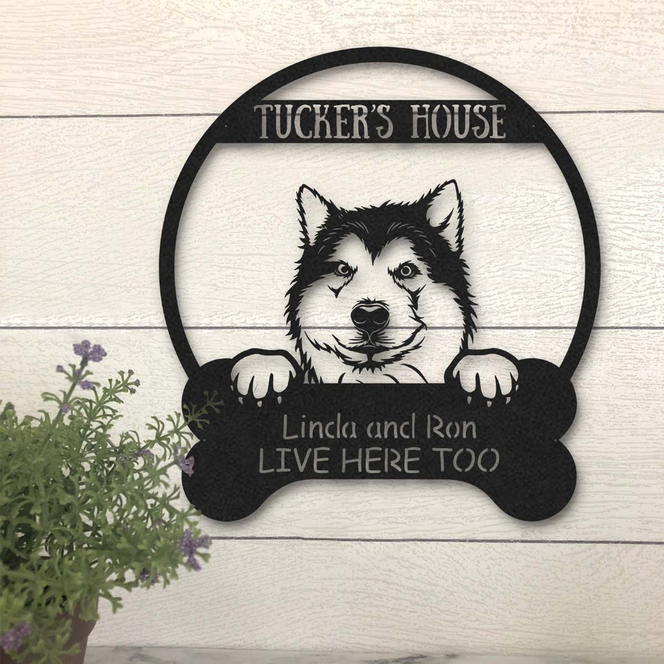 Alaskan Malamute Dog Lovers Funny Personalized Metal House Sign