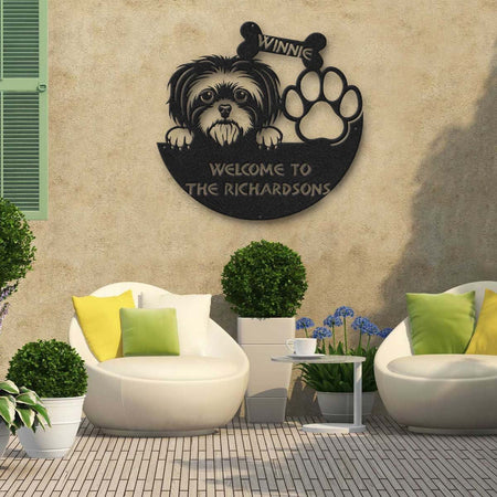 Dog Lovers Funny Welcome To Family Personalized Metal Sign