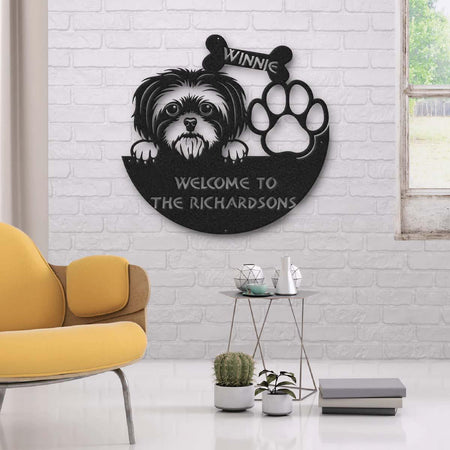 Dog Lovers Funny Welcome To Family Personalized Metal Sign