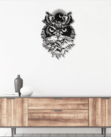 Sun and Moon Owl - Metal House Sign
