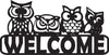 Welcome Front Door Home Decoration With Owls - Cut Metal Sign