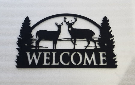 Welcome Deer Hunting Wild Animals - Cut Metal Sign