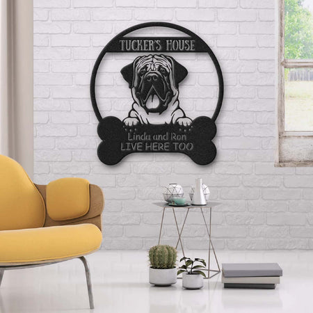 Bullmastiff Dog Lovers Personalized Metal Sign Dog's House