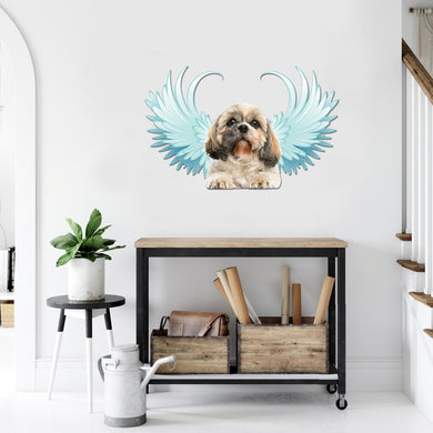 Shih Tzu Angel blue wings Cut Metal Sign
