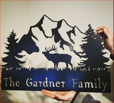 Hunting dear the family name - Personalized Cut Metal Sign
