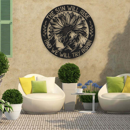 Sunflower Lovers The Sun Will Rise Metal Wall Art