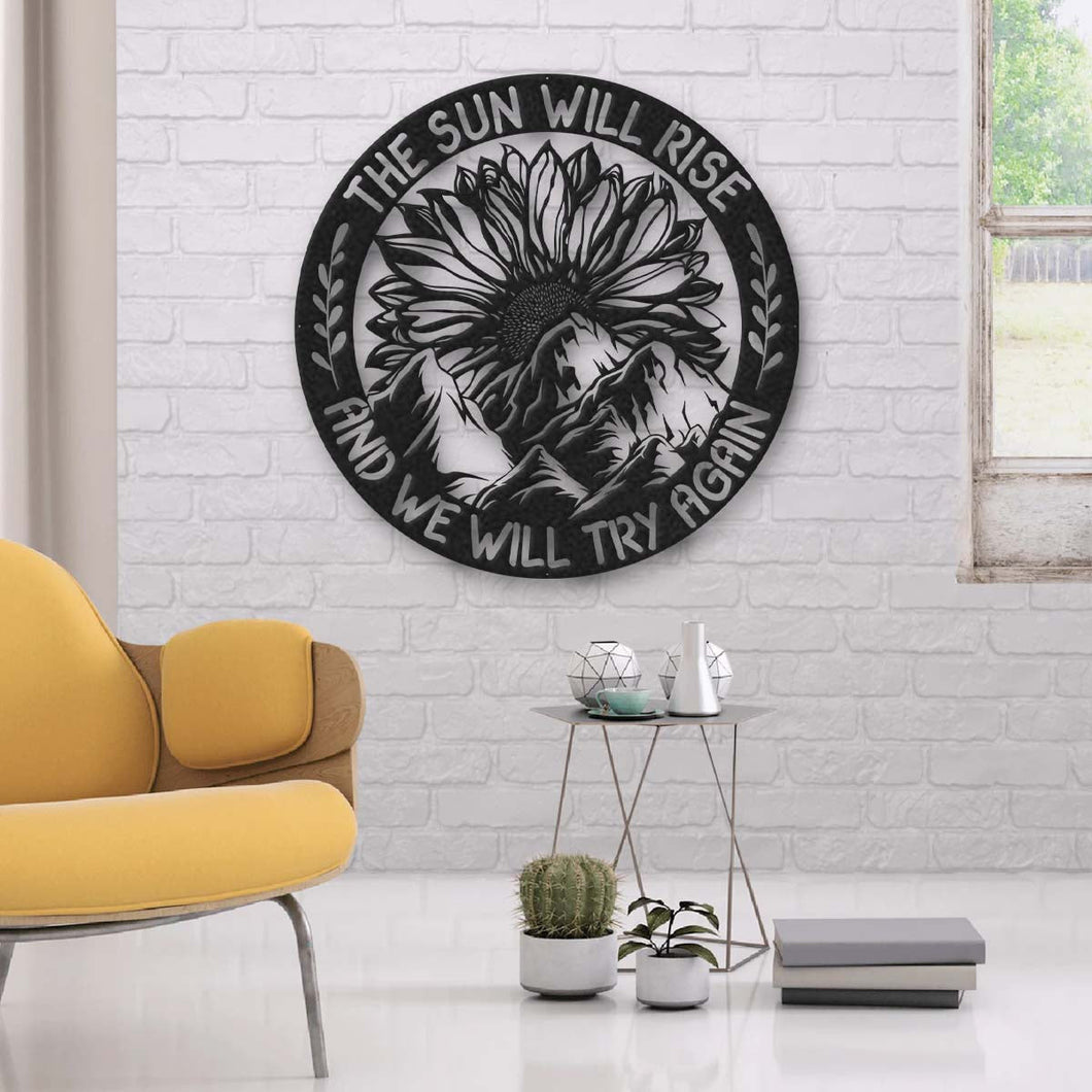 Sunflower Lovers The Sun Will Rise Metal Wall Art
