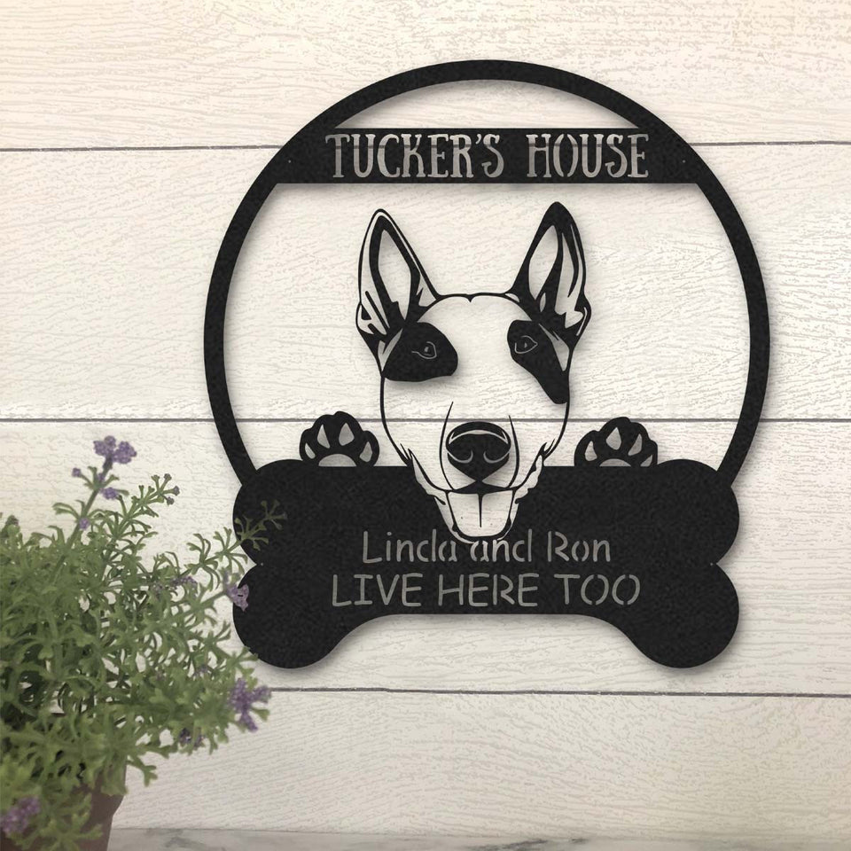 Bull Terrier Dog Lovers Funny Personalized Metal House Sign