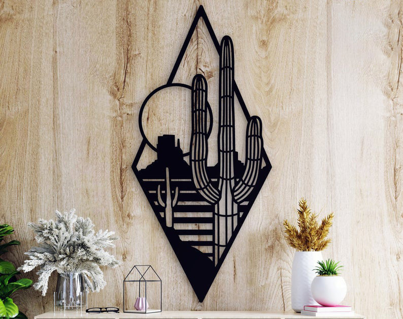 Cactus Plant City Sun | Wall Art - Cut Metal Sign