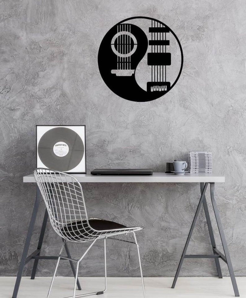 Circular Guitar Music Art | Wall Art Decor - Cut Metal Sign