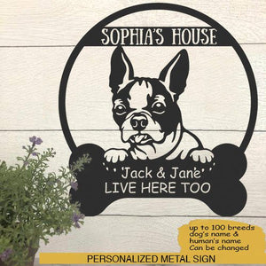 Boston Terrier's House Dog Lovers Personalized Metal Sign