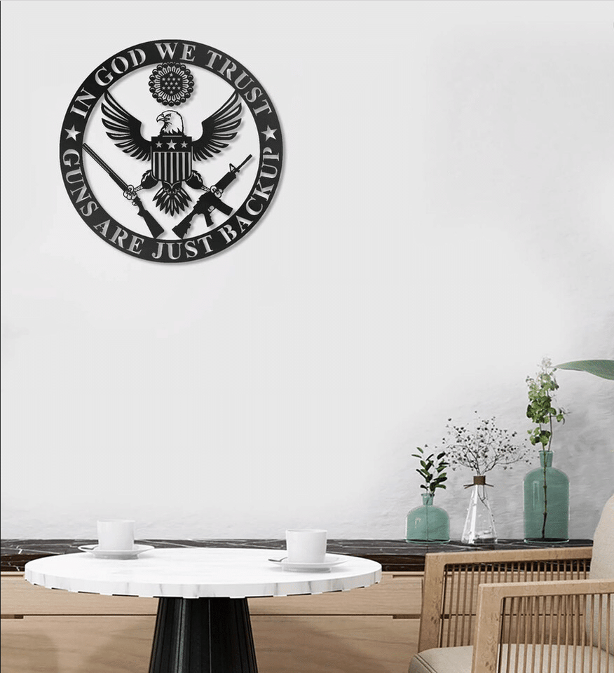 Eagle In God We Trust American Flag - Metal House Sign