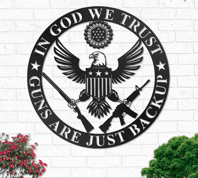Eagle In God We Trust American Flag - Metal House Sign