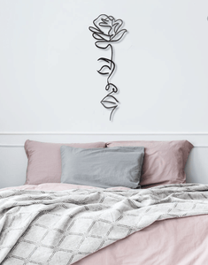 Rose Face Line Art - Metal House Sign