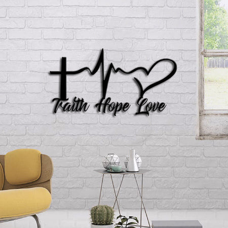 God Faith Hope Love Metal Wall Art