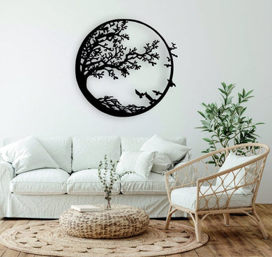 Bird on the tree under the sun 2 - Cut Metal Sign
