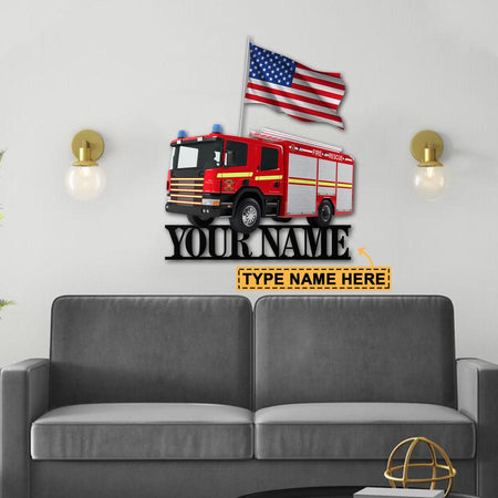 Firefighter Car Personalized Metal Sign