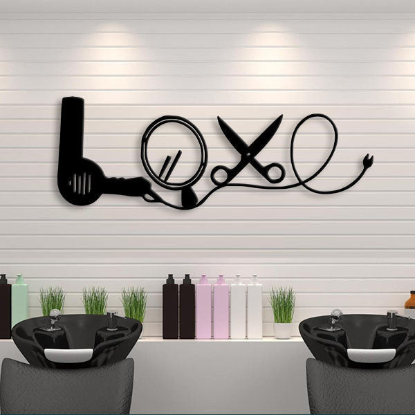 Love Hair Salon Metal Wall Art - Cut Metal Sign