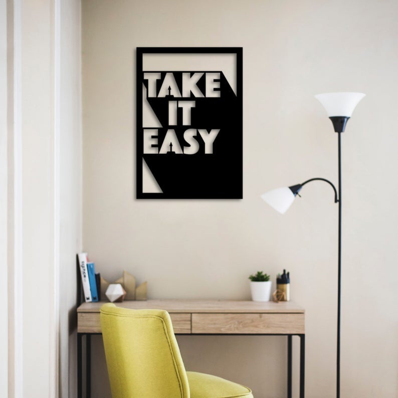 Take It Easy Modern Decoration (Rectangle) | Wall Art Decor - Cut Metal Sign