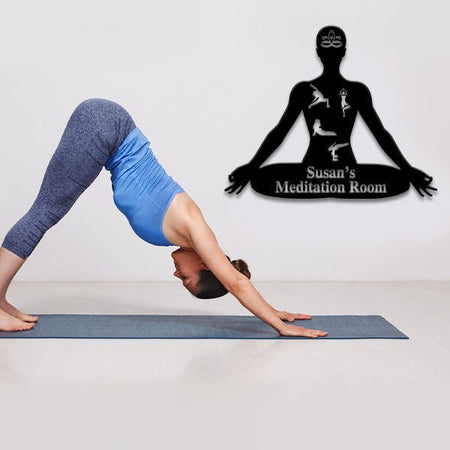 Yoga Lovers Meditation Room Personalized Metal Wall Art