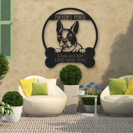 Boston Terrier's House Dog Lovers Personalized Metal Sign