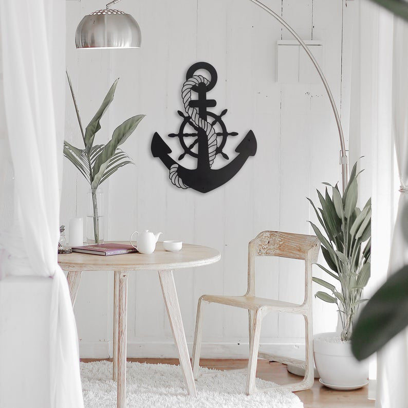 Nautical Anchor Ocean Maritime | Wall Art Decor - Cut Metal Sign