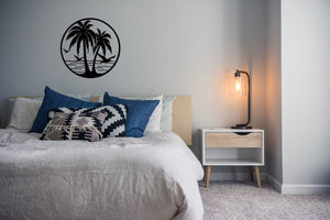 Palm Tree Sea And Bird | Wall Art Decor - Cut Metal Sign