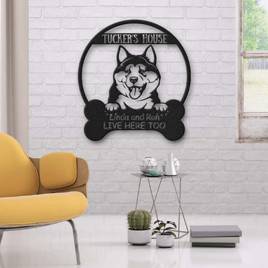 Akita Dog Lovers Funny Personalized Metal House Sign