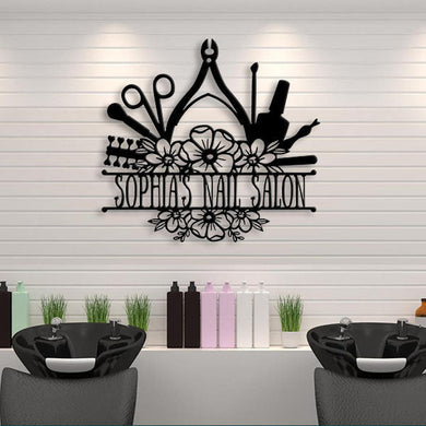 Nail Salon Personalized Shop Name Metal Wall Art