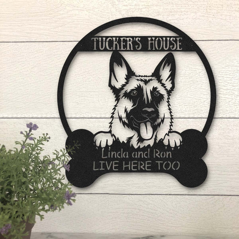German Shepherd's House Dog Lovers Personalized Metal Sign
