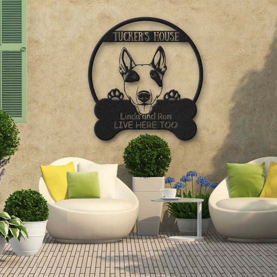 Bull Terrier Dog Lovers Funny Personalized Metal House Sign