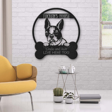 Boston Terrier's House Dog Lovers Personalized Metal Sign