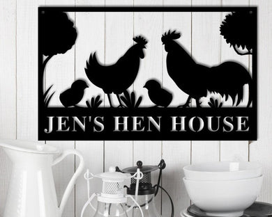 Chicken farm Hen house  - Personalized Cut Metal Sign