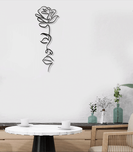 Rose Face Line Art - Metal House Sign
