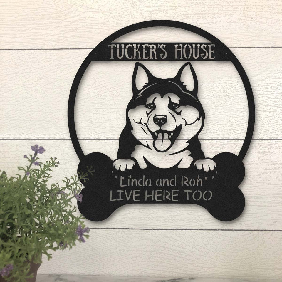 Akita Dog Lovers Funny Personalized Metal House Sign