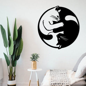 Two Cats (Circle) | Decor | Wall Art - Cut Metal Sign