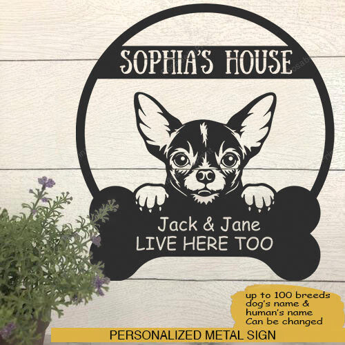 Chihuahua's House Dog Lovers Personalized Metal Sign Chihuahua's House What A Ride Sign Plain Outdoor Signs For Backyard
