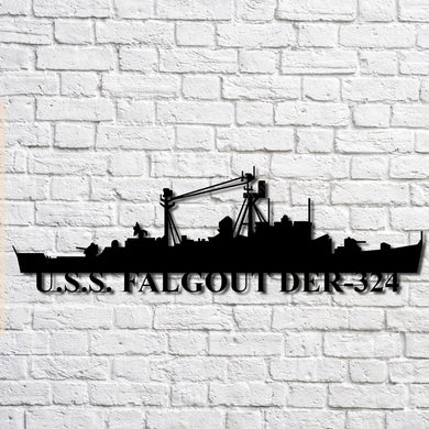 U.s.s. Falgout Der324 Navy Ship Metal Art, Custom Us Navy Ship Cut Metal Signs U.s.s. Falgout Black Metal Peace Sign Gorgeous Custom Signs For Business
