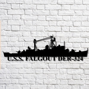 U.s.s. Falgout Der324 Navy Ship Metal Art, Custom Us Navy Ship Cut Metal Signs U.s.s. Falgout Black Metal Peace Sign Gorgeous Custom Signs For Business