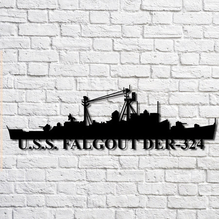 U.s.s. Falgout Der324 Navy Ship Metal Art, Custom Us Navy Ship Cut Metal Signs U.s.s. Falgout Black Metal Peace Sign Gorgeous Custom Signs For Business