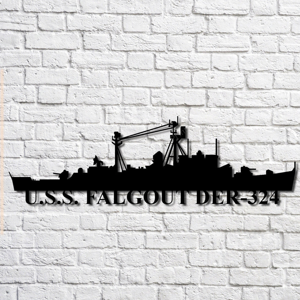 U.s.s. Falgout Der324 Navy Ship Metal Art, Custom Us Navy Ship Cut Metal Signs U.s.s. Falgout Black Metal Peace Sign Gorgeous Custom Signs For Business