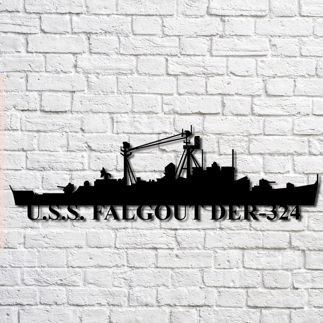 U.s.s. Falgout Der324 Navy Ship Metal Art, Custom Us Navy Ship Cut Metal Signs U.s.s. Falgout Black Metal Peace Sign Gorgeous Custom Signs For Business