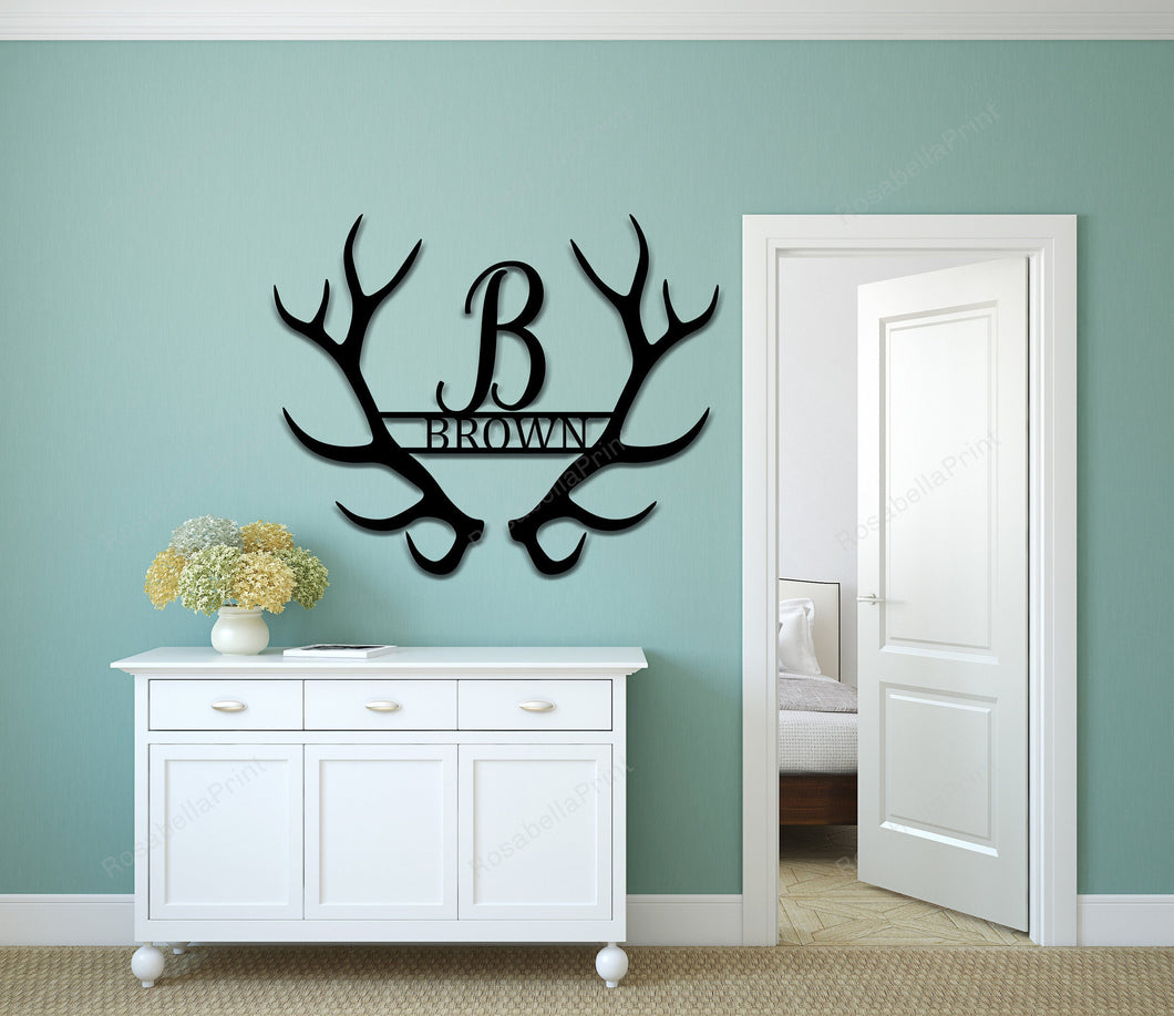 Deer Antler Metal Name Signs Deer Antler Bathroom Metal Signs Tiny Custom Signs For Business