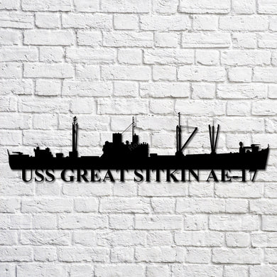 Uss Great Sitkin Ae17 Navy Ship Metal Art, Custom Us Navy Ship Cut Metal Signs Uss Great Outdoor Garden Signs Funny Welcome Sign For Wall