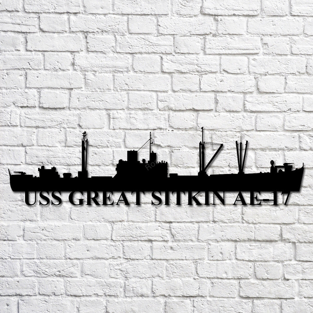 Uss Great Sitkin Ae17 Navy Ship Metal Art, Custom Us Navy Ship Cut Metal Signs Uss Great Outdoor Garden Signs Funny Welcome Sign For Wall